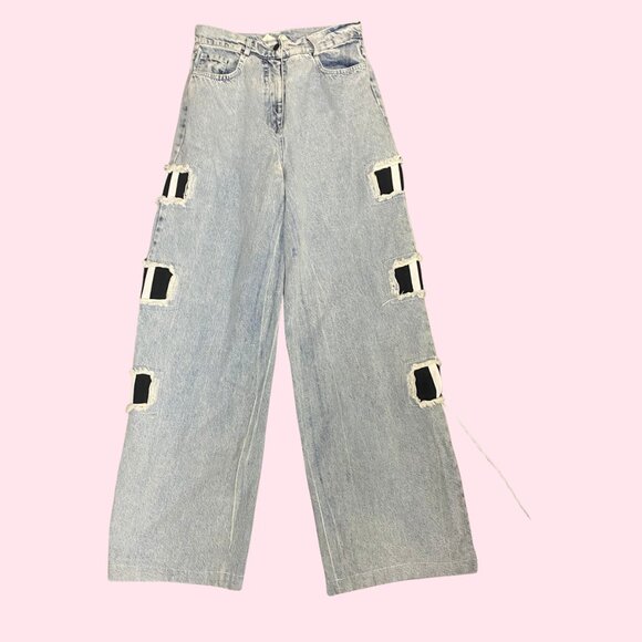 🔥 Soulofmu Light Wash Distressed Wide Leg Jeans – Size M 🔥 - Picture 3 of 10